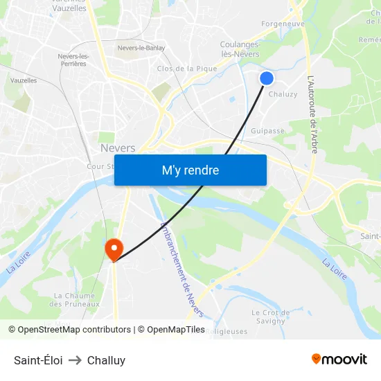 Saint-Éloi to Challuy map