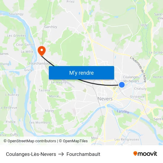 Coulanges-Lès-Nevers to Fourchambault map
