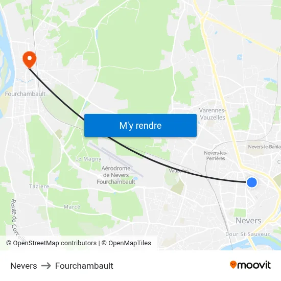Nevers to Fourchambault map