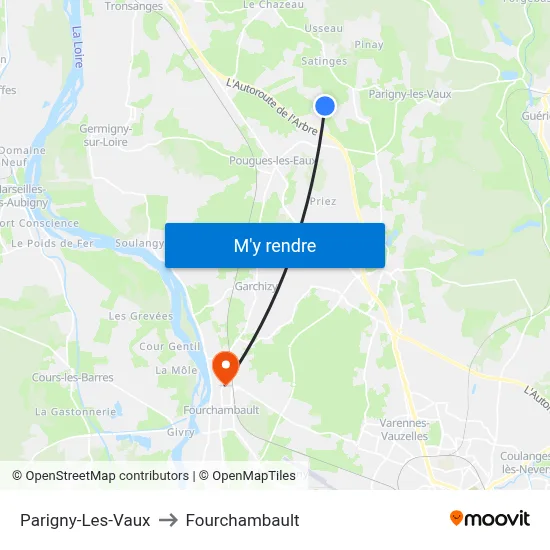 Parigny-Les-Vaux to Fourchambault map