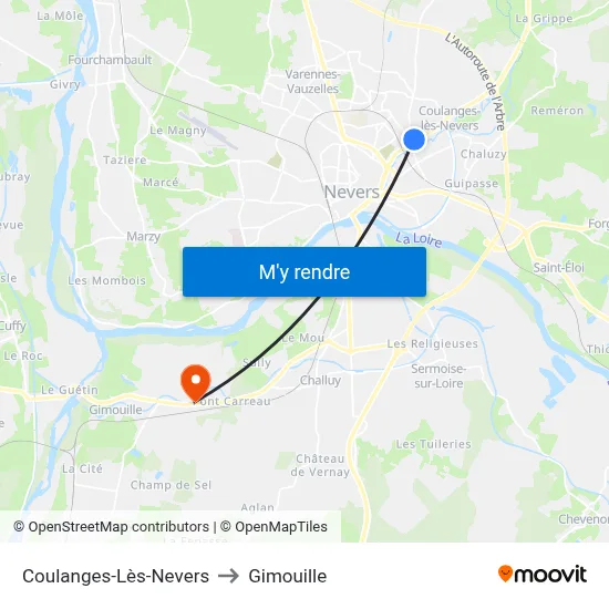Coulanges-Lès-Nevers to Gimouille map