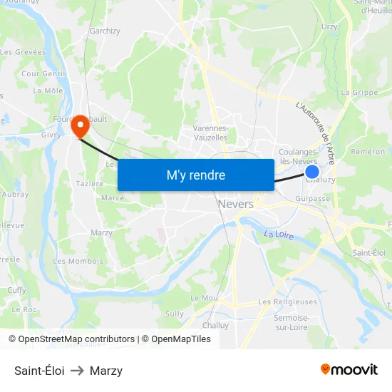 Saint-Éloi to Marzy map