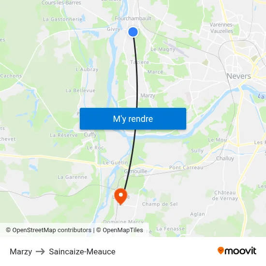 Marzy to Saincaize-Meauce map