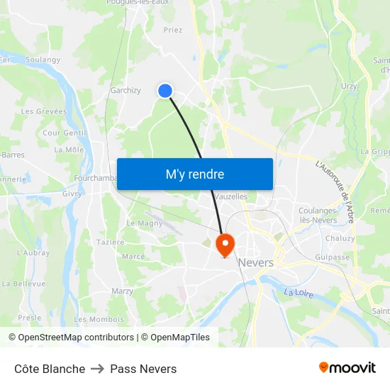 Côte Blanche to Pass Nevers map