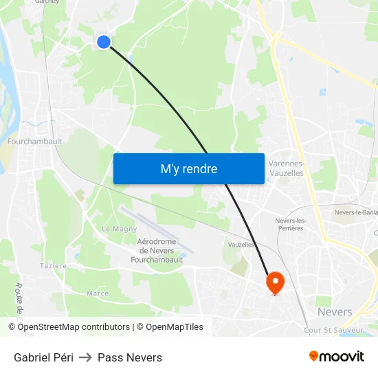 Gabriel Péri to Pass Nevers map