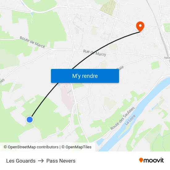 Les Gouards to Pass Nevers map