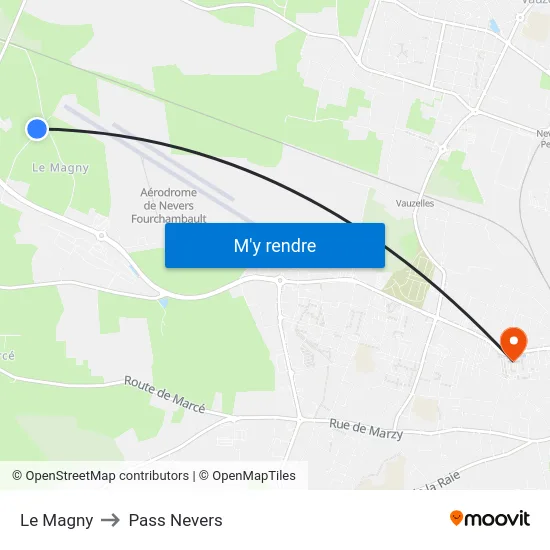 Le Magny to Pass Nevers map