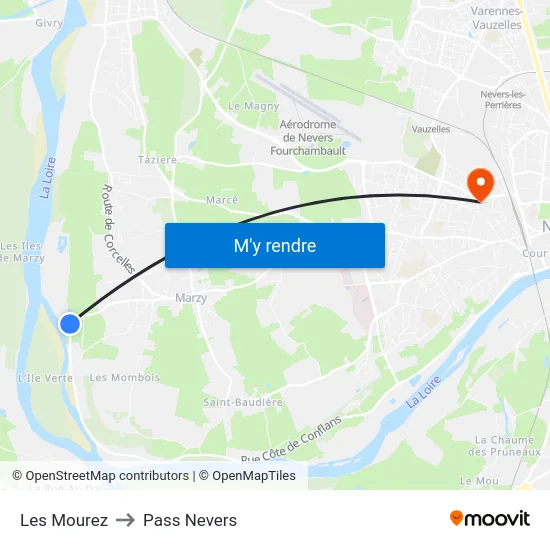 Les Mourez to Pass Nevers map