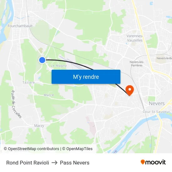 Rond Point Ravioli to Pass Nevers map