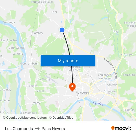 Les Chamonds to Pass Nevers map