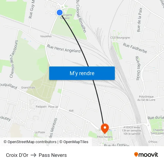 Croix D'Or to Pass Nevers map