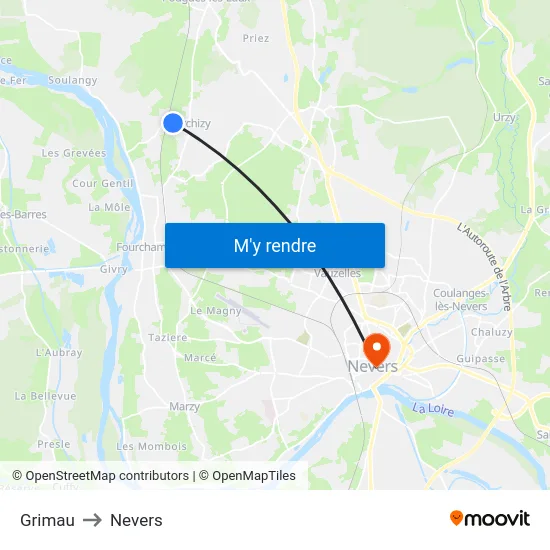 Grimau to Nevers map