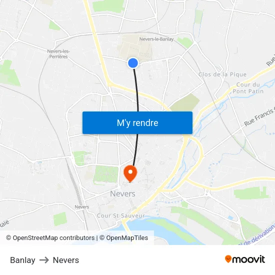 Banlay to Nevers map
