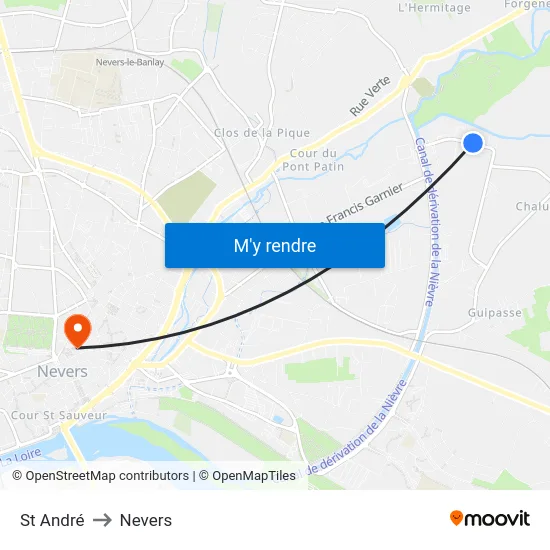St André to Nevers map