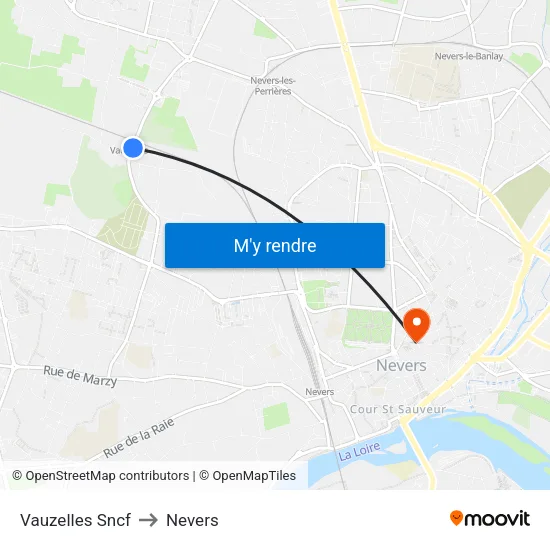 Vauzelles Sncf to Nevers map