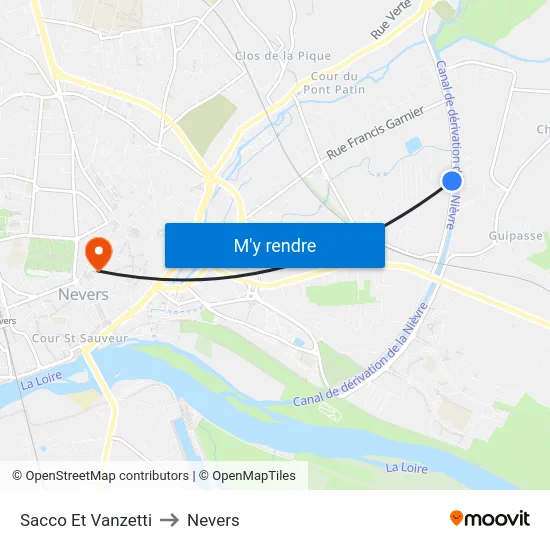 Sacco Et Vanzetti to Nevers map