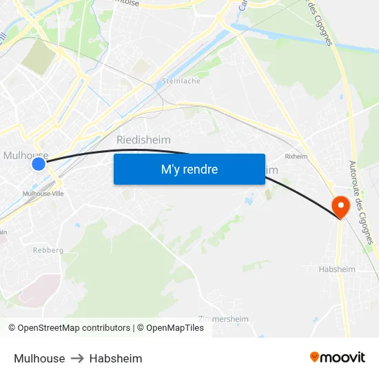 Mulhouse to Habsheim map