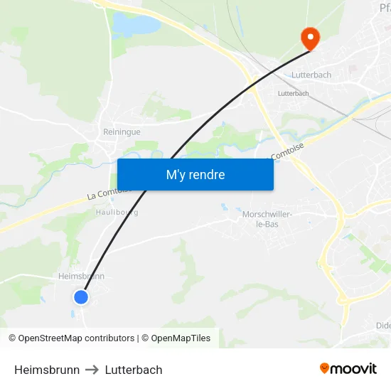Heimsbrunn to Lutterbach map