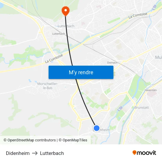 Didenheim to Lutterbach map