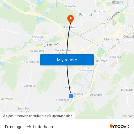 Frœningen to Lutterbach map