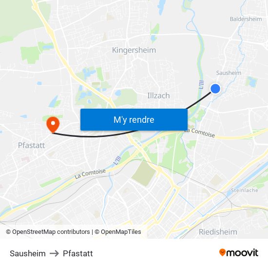 Sausheim to Pfastatt map