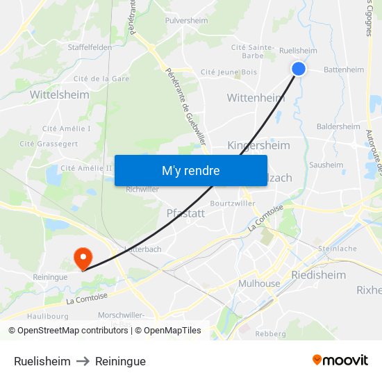 Ruelisheim to Reiningue map