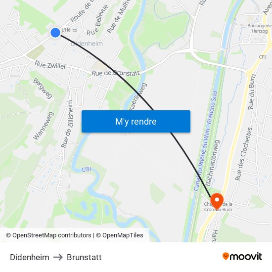 Didenheim to Brunstatt map