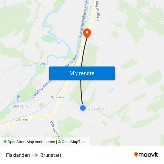 Flaxlanden to Brunstatt map