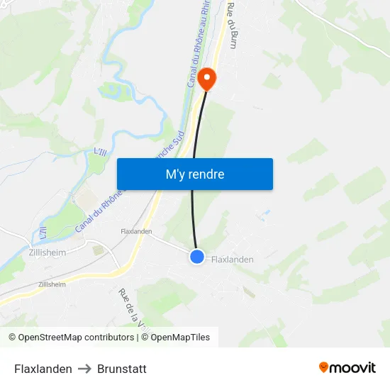 Flaxlanden to Brunstatt map