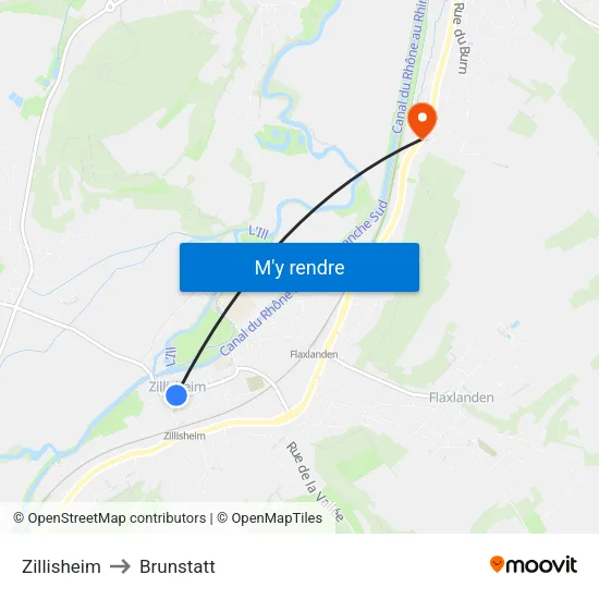 Zillisheim to Brunstatt map