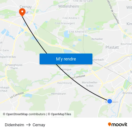 Didenheim to Cernay map
