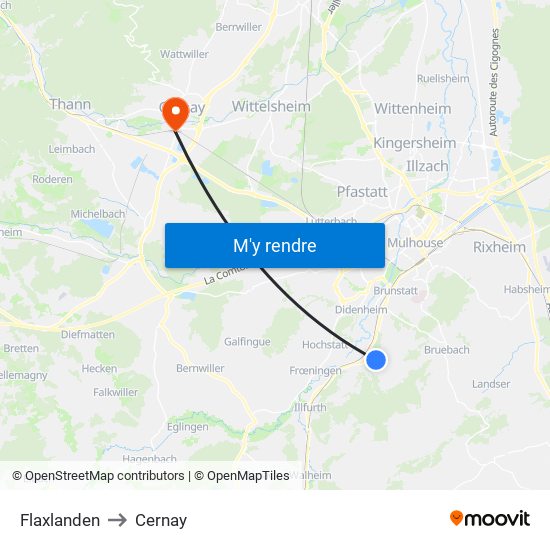 Flaxlanden to Cernay map