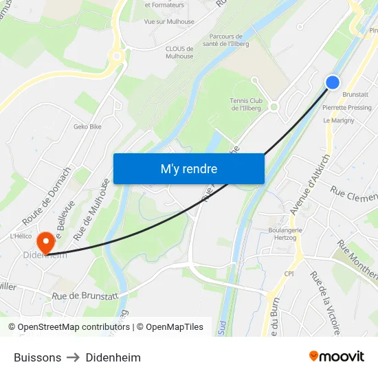 Buissons to Didenheim map