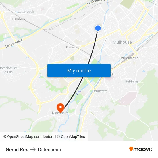 Grand Rex to Didenheim map