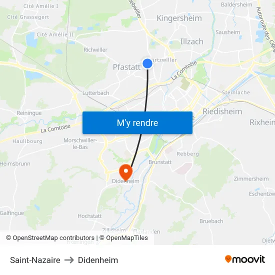 Saint-Nazaire to Didenheim map