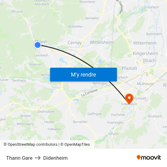 Thann Gare to Didenheim map