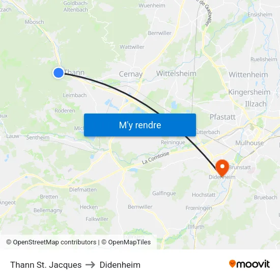Thann St. Jacques to Didenheim map