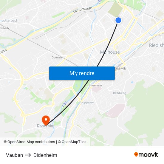 Vauban to Didenheim map