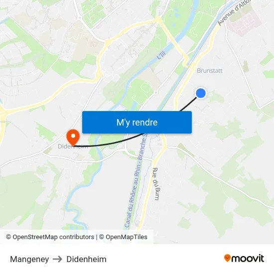 Mangeney to Didenheim map