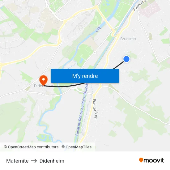 Maternite to Didenheim map