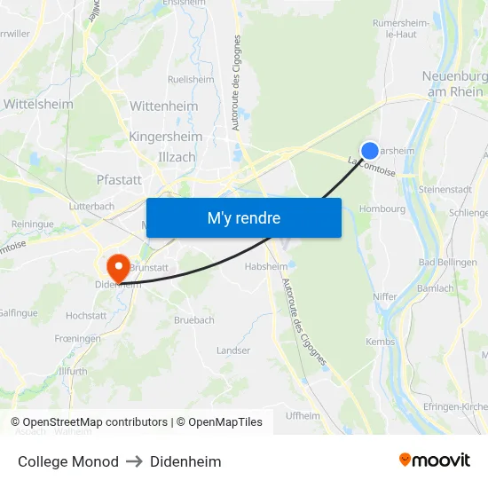 College Monod to Didenheim map