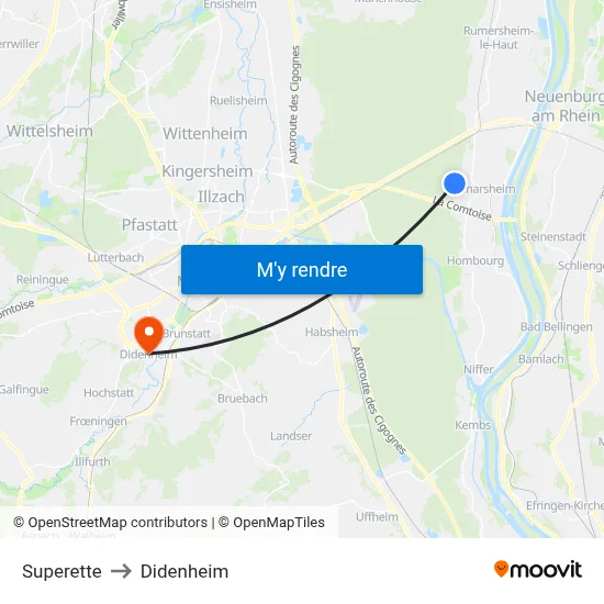 Superette to Didenheim map