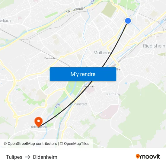 Tulipes to Didenheim map