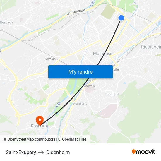 Saint-Exupery to Didenheim map