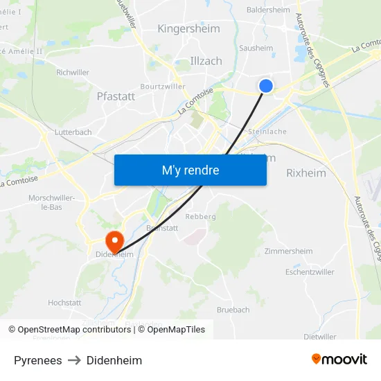 Pyrenees to Didenheim map