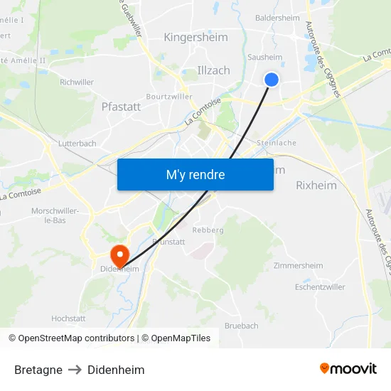 Bretagne to Didenheim map