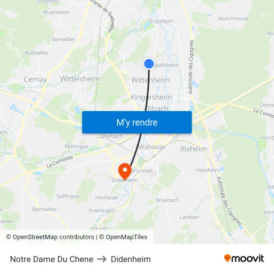 Notre Dame Du Chene to Didenheim map
