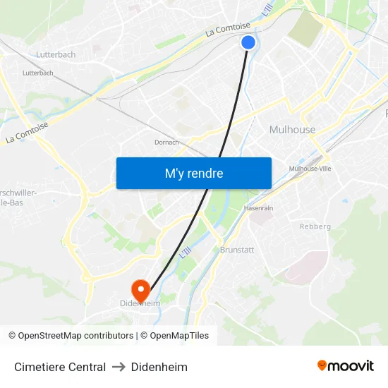 Cimetiere Central to Didenheim map