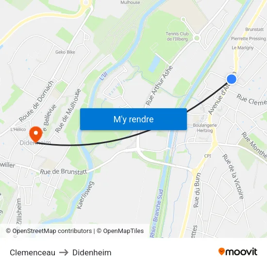 Clemenceau to Didenheim map