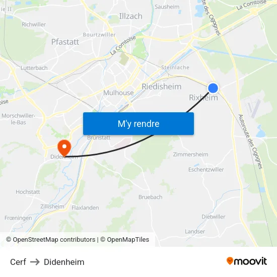 Cerf to Didenheim map